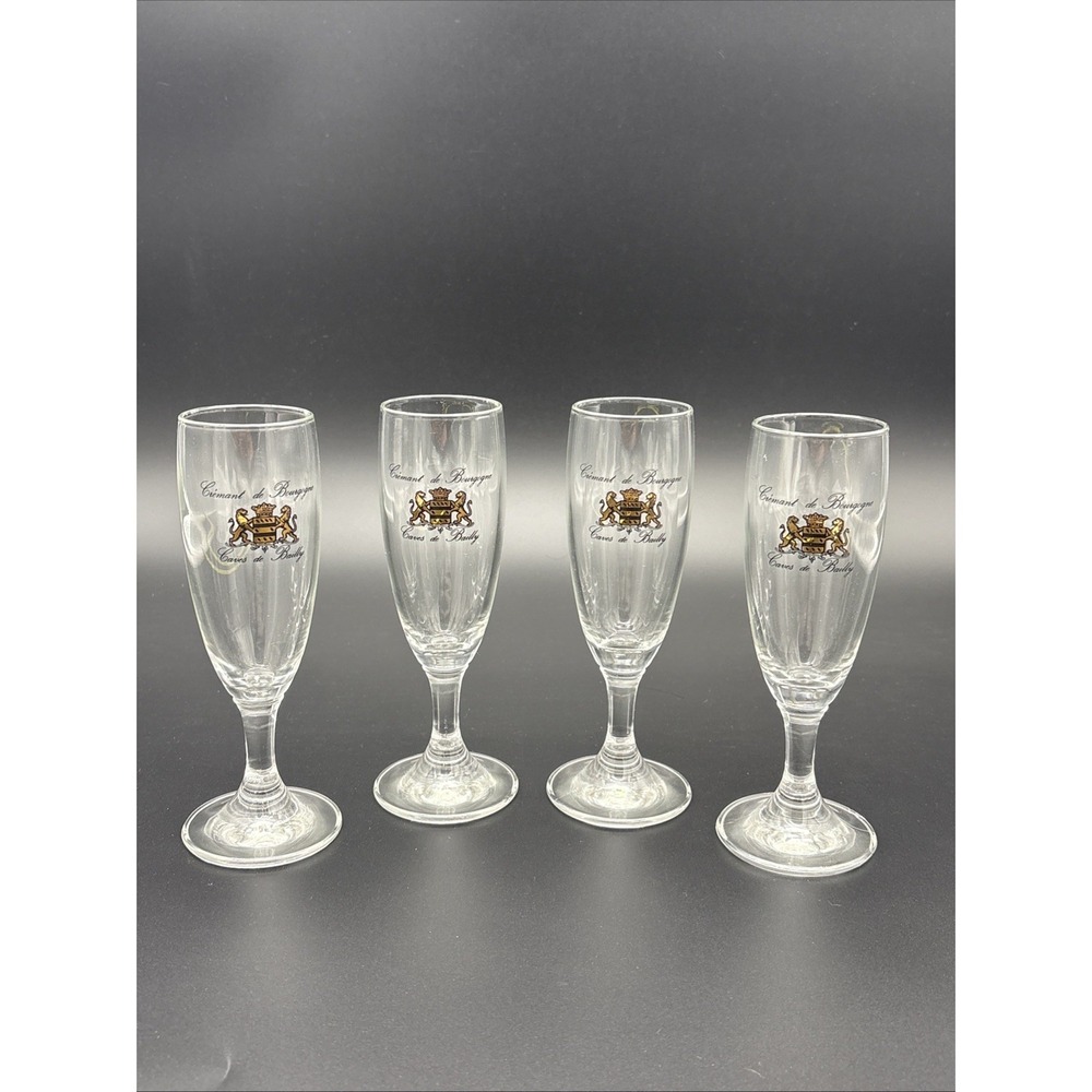 Vintage Caves de Bailly Cremant de Bourgogne Champagne Flutes - Set of 4